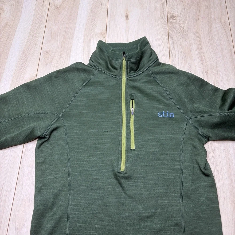 Stio Men's Gannett Peak Fleece 1/2 Zip Pullover Sweater Green Size Small Stretch - Picture 5 of 16